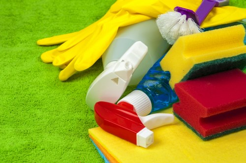 Cleaner preparing a business workspace in Edgware